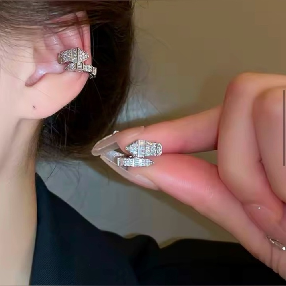 Luxury Serpenti Snake Bone CZ Ear Cuff - Right Ear